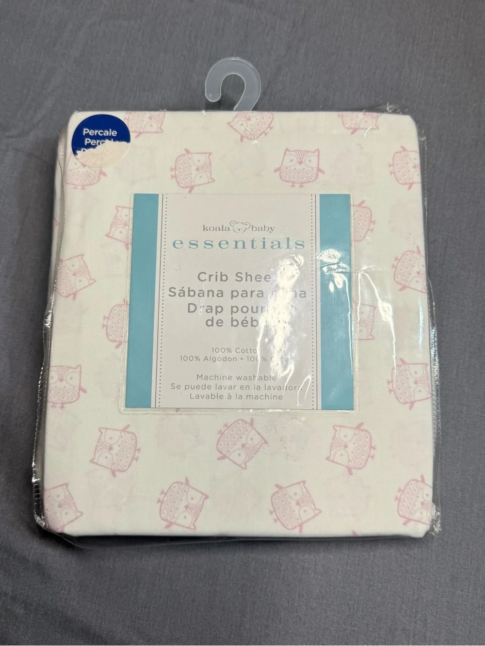 Koala Kids Pink Owl Percale Crib Sheet
